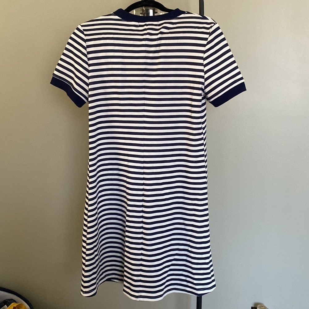 MADISON LEIGH Blue White Stripe Tshirt Dress Size Medoum Short Sleeve Crew Neck - Picture 2 of 4